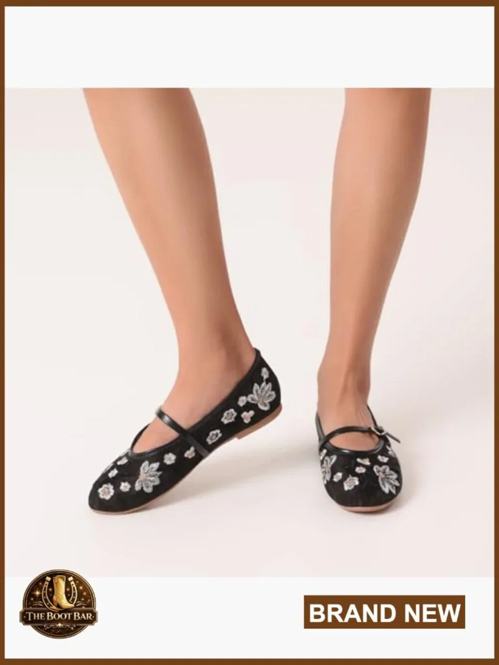 Mesh Ballet Flats Embroidered Floral Round Toe Mary Jane